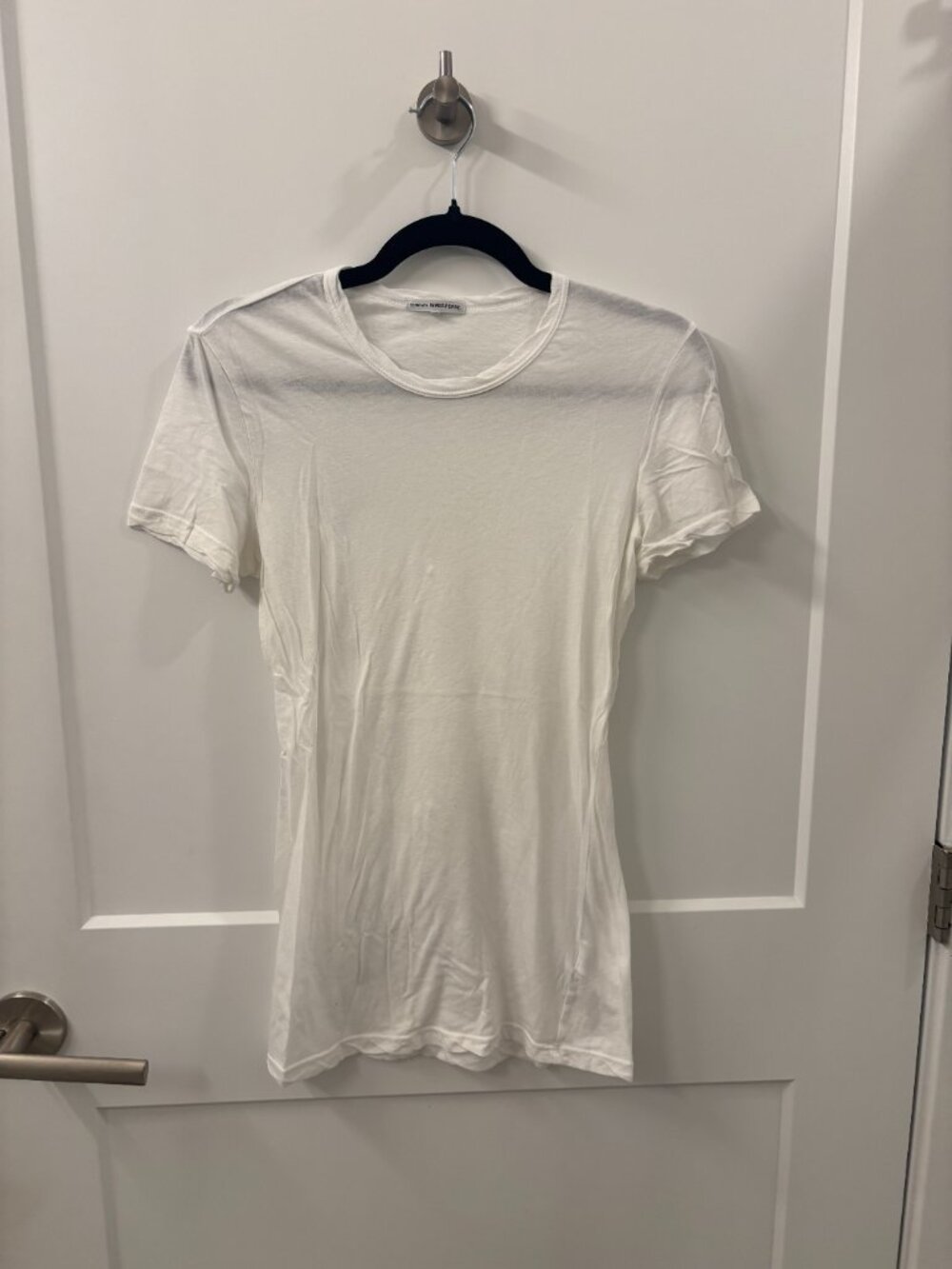 Standard James Perse White Cap Sleeve Crew Neck Short Sleeve T-Shirt 3 (Large)